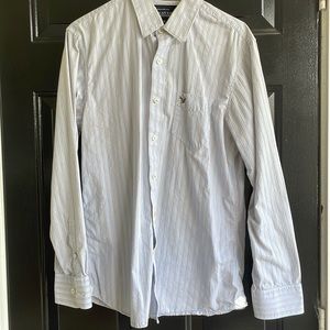 Light blue American Eagle Vintage Fit striped button down in great shape